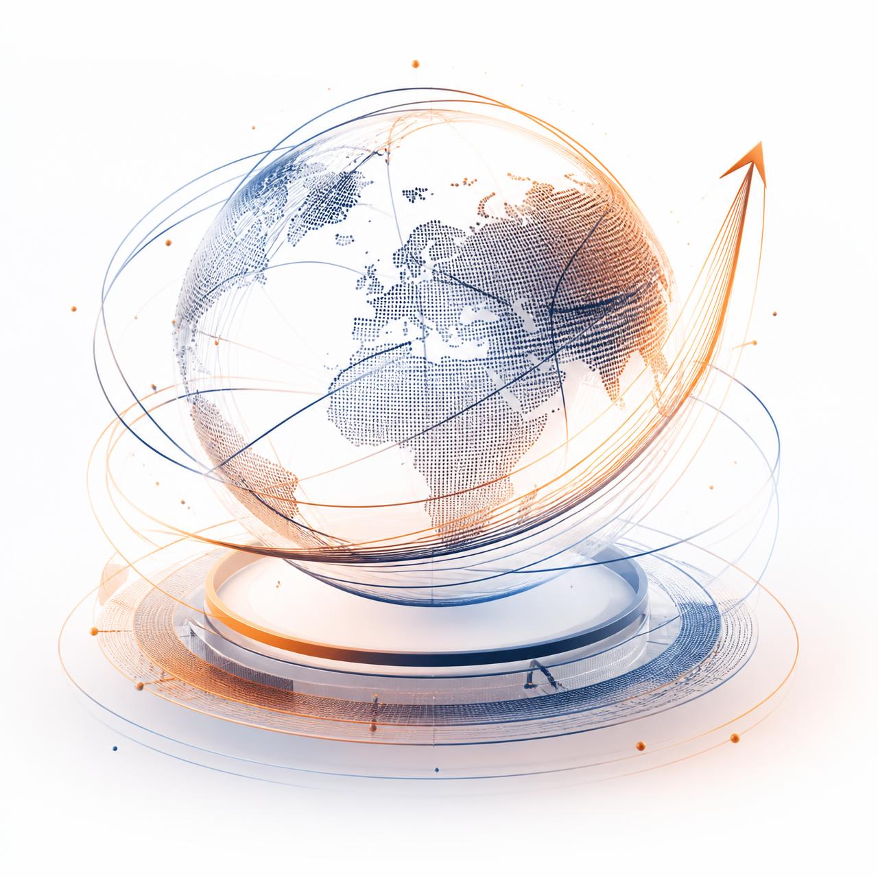 Abstract visualization of global growth powered by data and AI